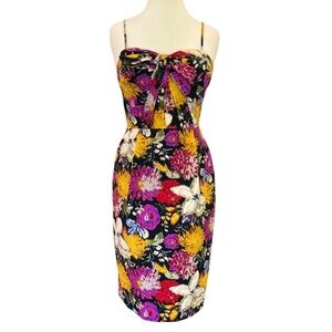 Moulinette Soeurs Floral Dress Knee Length Retro Sheath Fall Colors Size 4